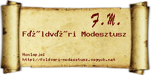 Földvári Modesztusz névjegykártya